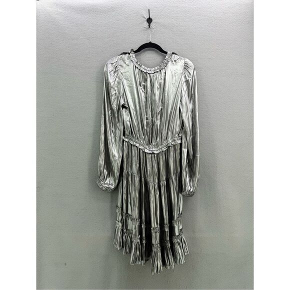 Current Air Metallic Silver Tiered Mini Dress Size Medium - Picture 3 of 9